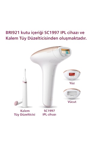 Philips Lumea BRI921/00 Lazer Epilasyon IPL Tüy Alma Cihazı+Kaş Düzeltici,Yüz+Vücut+Hassas Bölge Kullanımı