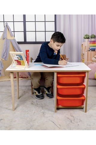 3 Çekmeceli Oyun, Aktivite, Etkinlik Masası, Beyaz-pembe, Mdf Beyaz - Pembe