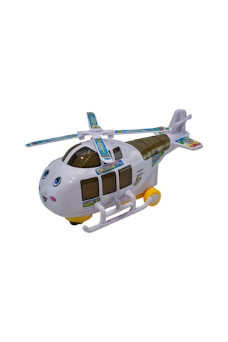 Oyuncak Helikopter Işıklı Sesli Beyaz Sevimli Helikopter 23 CM