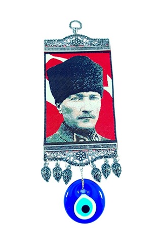 Büyük Mustafa Kemal Atatürk Resimli Cam Nazar Boncuğu Duvar Dekor