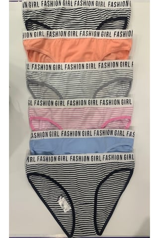 Tutku Kadın 12'li Paket Karışık Renk Çizgili Bikini Külot-karışık Renk-standart Çok Renkli