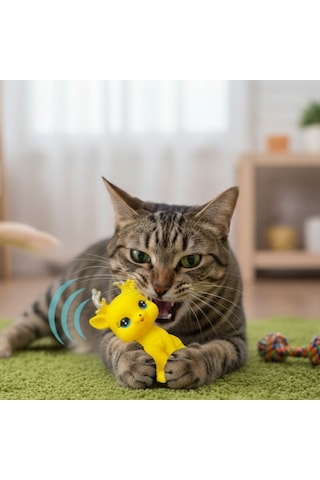 2 Adet Sesli Geyik Plastik Kedi Köpek Oyuncağı