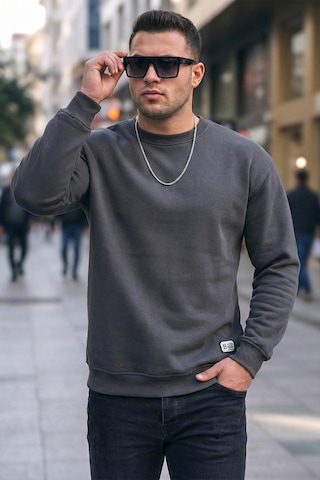 Buratti Regular Fit Bisiklet Yaka Pamuklu Içi Tüylü Yumuşak Şardonlu Erkek Sweat 5905255 Antrasit