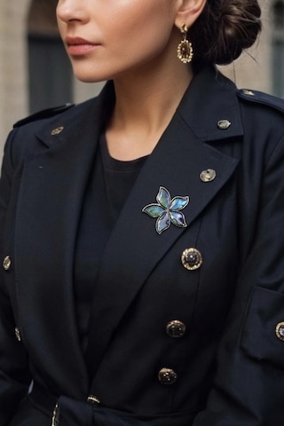 Abalon Shell Çiçek Motifi Sedef Broş Br10-2 Çok Renkli