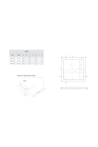 Shower 90x90 Drop Kare Flat Duş Teknesi H:5 Cm