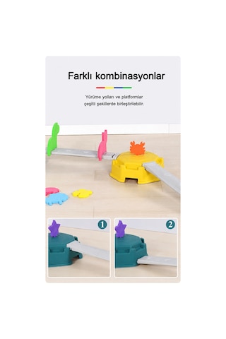 Çocuk Denge Oyunu Seti Montessori Kaydırmaz Denge Yolu Ve Platform Oyuncağı - 4 Adet Eşit Parça Denge Yolu