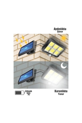2 Adet 120 Cob Led Solar Panel Güneş Enerjili 3 Mod Duvar Lambası Bahçe