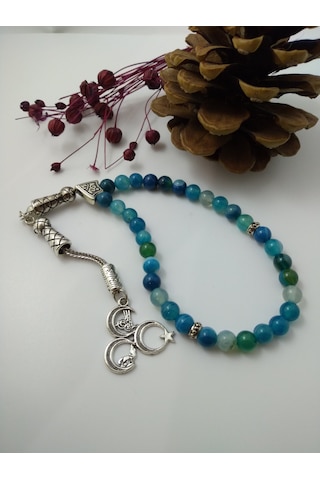 Mavi Akik Taşı Tespih / Doğaltaş Tespih 6 Mm