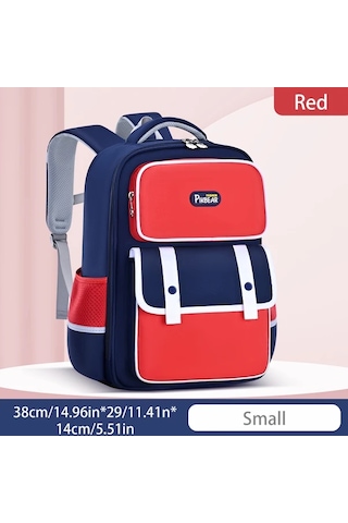 Dream011 Yeni Moda Kırmızı Küçük Basit Büyük Kapasiteli Düz Bölümlü İngiliz Tarzı Öğrenci Okul Çantası Kırmızı