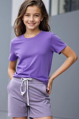 Cloise Eflatun Çocuk T-shirt Kız Erkek Unisex %100 Pamuk Eflatun