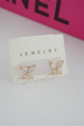 Byzeynaaksesuar Kadın Özel Tasarım Zirkon Taşlı 2'li Minimal Küpe 0021 Çok Renkli