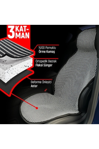 Bmw 1 Uyumlu Koltuk Kılıfı Minder Çizgili Füme Beyaz 2+1 Ön Arka Set
