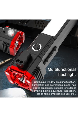 Neevoyu Taşınabilir 4 Modlu Led El Feneri - Şarjlı, Su Geçirmez, Çok Amaçlı Acil Durum Aracı Kırmızı