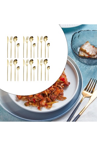 Suntek Mutfak Çatal Bıçak Takımı Çok Altın-24-adet