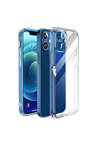 Apple Uyumlu iPhone 12 Mini Kamera Korumalı 3D Şeffaf Kılıf