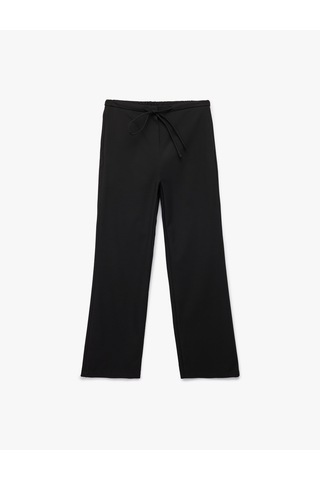Koton Beli Bağcıklı Düz Bol Paça Pantolon Siyah 6wak40197pw Siyah