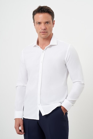 Morven Erkek Beyaz Pamuk Baskılı Desenli İtalyan Yaka Slim Fit Gömlek 25mc004015600 Beyaz Beyaz
