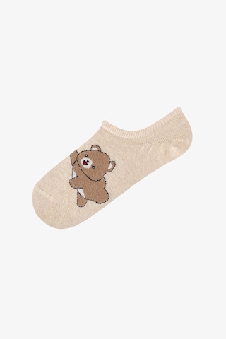 Penti Kahve Pembe Lovely Bear Pamuklu 3 Çift Sneaker Çorap Çok Renkli