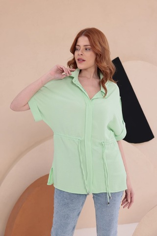 Bbbutikbasic Yarasa Apoletli Spz Model Gömlek Hkn34 Açık Yeşil