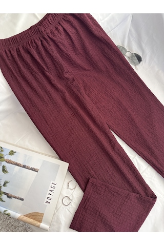 Intive Cool Comfort Waffle Kumaş Pamuklu Nefes Alabilir Basic Yaz Bordo