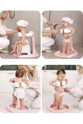 Sunup Sn-29260 Pembe Bebek Banyo Yardımcısı Boy Ayarlı Ve Ayaklı Yıkama Standı Bebek Duş Tutucu Tutacağı Diğer