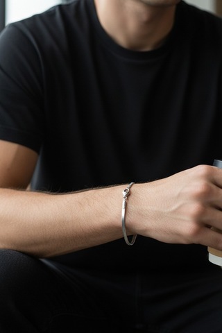 İtalyan Model Erkek Çelik Bileklik Gümüş Renk 2 Mm İnce Zincir Tasarım Çok Renkli