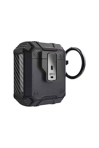 Mobilefix Air-pods Airbag 35 Darbelere Karşı Dayanıklı Düğmeli Kılıf-siyah Siyah