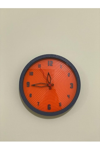 Turuncu Spiral, Koyu Gri Kasa, Modern Duvar Saati Siyah