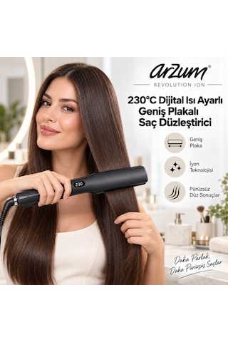 Arzum Ar5180 Ion Geniş Plakalı İyonlu Saç Düzleştirici 230 C Dijital Isı Ayarlı