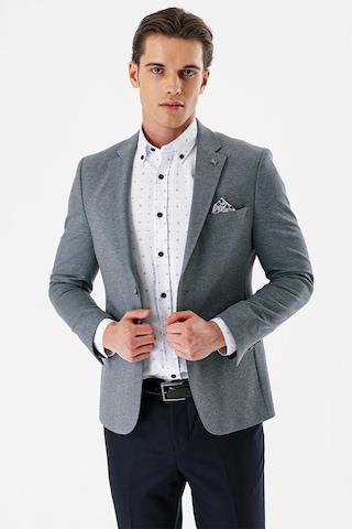 İmza Lacivert Desenli Mono Yaka Çift Yırtmaç Likralı 6 Drop Slim Fit Dar Kesim Klasik Ceket 1002240151-lacivert Lacivert
