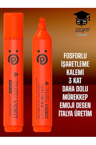 Fosforlu İşaretleme Kalemi 3 Kat Daha Dolu Mürekkep İtalya Üretim Pembe