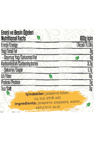 Talia Clean Label Dilimlenmiş Jalapeno Biber Turşusu 300g