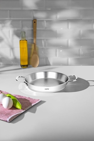 Nehir Silver Çelik Omlet Sahan Kapaksız 20 Cm Gri