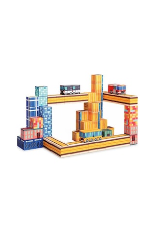 Kzl Şehir Temalı Manyetik Blok Yapı Küpleri Seti 2x2x2 Cm 96 Parça Ch1435