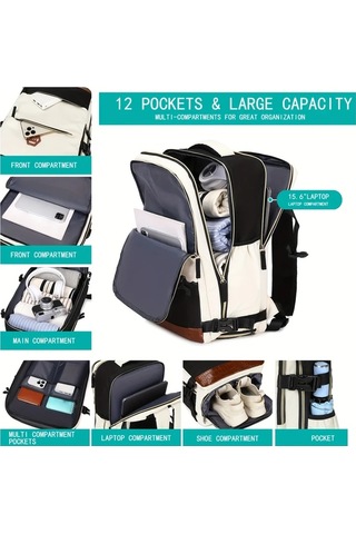 Cordial Gri Kadınlar İçin Moda Fonksiyonlu Seyahat Sırt Çantası 15.6 İnç Dizüstü Çantası Ayakkabı Bölmeli Havayolu Onaylı Gri