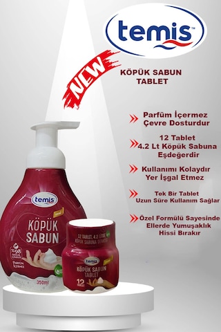 Temis Köpük Sıvı Sabun 350 ML + Köpük Sabun Tableti 12'li