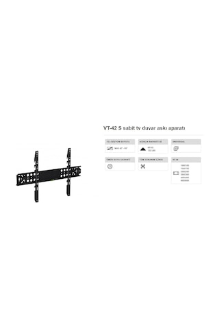 Vontech Vt 42s Tv Askı Aparatı 42-65 İnç Sabit 10x70 Cm
