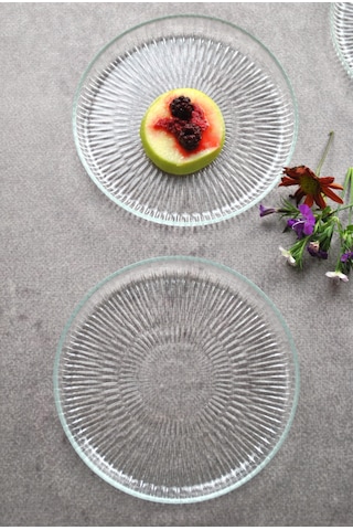 6 Adet Cam Mini Tatlı Pasta Tabağı 16 Cm Sunumluk Tabak
