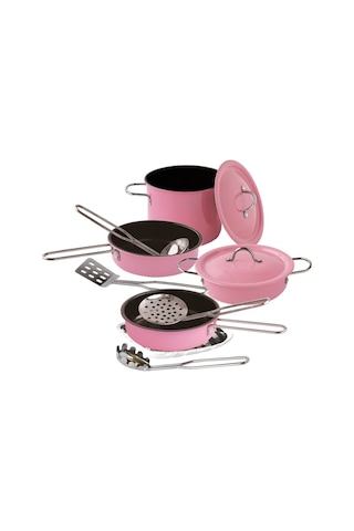 Metal Tencere Seti 11 Parça Yanmaz Emaye Metal Tencere Tava Seti