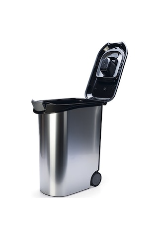 Beeztees Mama Saklama Kabı, Plastik, Tekerlekli, Özel Kapaklı, Dışı Metal Görünümlü 54l