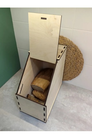 Woodiks Köşe Ekmek Kutusu Ahşap Kapaklı 328083650 Bej Açık