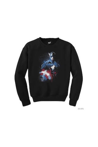 Captain America Stencil 2 Siyah Sweatshirt