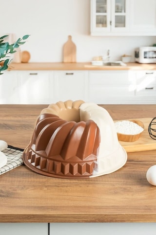 Porsima 193 Silikon Kek Kalıbı, Tart Kalıbı 23 Cm Gıda İle Temasa Uygun Beyaz - Kahverengi