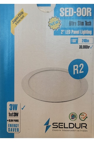 Seldur 3 Watt Ultra Slim Led Panel Beyaz Kasa Beyaz Işık 3 Adet