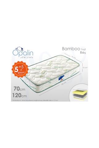 Opalin Ortopedik Bebek Yatağı Bambu Yeşil 70 x 120 CM
