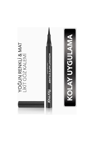 Flormar Midnight Matte Keçe Uçlu Mat Likit Göz Kalemi 001 Black