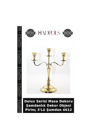 Delux Serisi Masa Dekoru Şamdanlık Dekor Objesi Pirinç 3'lü Şamdan 4612