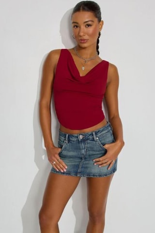 Madmext Bordo Degaje Yaka Kadın Body Mg2282