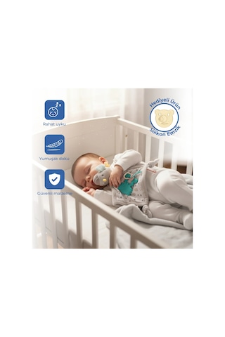 Babyjem 926 Birdy Diş Kaşıyıcılı + Silikon Emzik Uyku Arkadaşım Kahverengi - Mavi