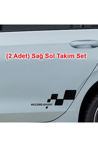 2 Adet Accord Sport Sticker - Accord Sticker - Kapı Altı Sticker - 30cm X 12cm - Siyah